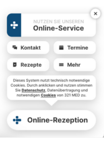 Screenshot 321med Online-Rezeption